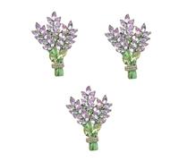 FRCOLOR 3pcs Lavender Flower Brooch Pin with Rhinestone Decoration Sturdy Lapel Pin for Women Elegant Accessory for Clothes for Special Occasions and Gifting