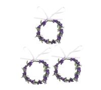FRCOLOR 3pcs Lavender Wreath Boho Floral Hair Garland Headband Romantic Beach Wedding Photo Props for Women