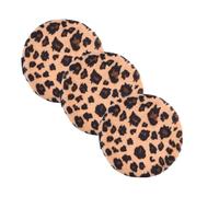 FRCOLOR 3pcs Leopard Print Large round Loose Powder Puff Set, Soft Fluffy Cosmetic Makeup Pads for Face, Dry Powder Application and Skincare Tool, Suitable for Women Random Color