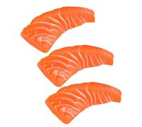 FRCOLOR 3pcs Lifelike Simulated Salmon Slices Realistic Fake Fish Meat Models for Home Decor Photography Restaurant Display for Supermarkets Schools