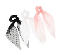 FRCOLOR 3pcs Lightweight and Comfortable Chiffon Long Tail Ribbon Hair Scrunchies for Women Versatile Cloth Ponytail Holders as Decorative Accessories for Thick or Daily Wear Random Color
