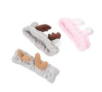 FRCOLOR 3pcs Makeup Headband Animal Ears for Spa Fashion Elastic Hair Band for Women
