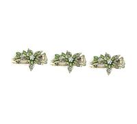 FRCOLOR 3pcs Metal French Vintage Rhinestone Hair Clip, Green x 3 pieces, Floral Pattern, Approx. 9 x 6 x 2 cm / 3.5 x 2.4 x 0.8 inches (L x W x H), Women's Hair Accessories