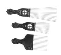FRCOLOR 3pcs Metal Hair Pick for Men Afro Hair Brush Styling Comb Styling Accessories for Men
