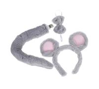 FRCOLOR 3Pcs Mouse Costume Set Plush Headband with Ears Bowtie Tail Cute Cartoon Animal Accessories for Adults for Halloween Party Cosplay Dress Up