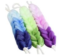 FRCOLOR 3Pcs Multifunction Exfoliating Bath Pouf Colour-Changing Mesh Sponge Hand Grip Double-Sided Back Strap for Skin Cleansing Gradient Purple Green Blue