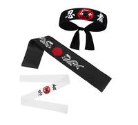 FRCOLOR 3pcs Ninja Karate Headbands Comfortable Japanese Hachimaki for Culinary Arts Martial Arts Cosplay Sports Unisex Family-friendly Black Design