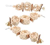 FRCOLOR 3pcs Parrot Chew Toys Corn Husk Bird Swing Toy for Parakeet Natural Tree Bark Material Parrot Perch for Bird Cage