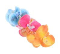 FRCOLOR 3pcs Phalaenopsis Flower Hair Claw Clips Large Faux Orchid Design Romantic Non Slip Hair Accessories for Weddings Parties Casual Styling in Rose Red Yellow Blue