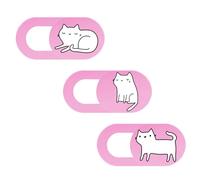 FRCOLOR 3Pcs Pink Cat Pattern Laptop Webcam Privacy Covers Camera Lens Protector Set for Computer Tablet Mobile Phone Security