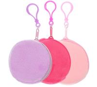 FRCOLOR 3pcs Plush Coin Bags Small Round Zippered Purses for Women Easy to Carry Storing Small Items for Traveling and Working Outdoors
