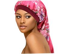 FRCOLOR 3pcs Printed Elastic Sleeping Cap for Hair Loss Wide Brim Tube Satin Bonnet Comfortable Sleepwear for Women White Floral Wine Red Floral Black Bow