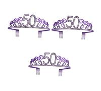FRCOLOR 3pcs Purple Birthday Crown Number Crown Elegant Design Hair Accessories for Women Girls