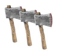 FRCOLOR 3pcs Realistic Bloody Axe Props for Halloween Cosplay Pirate Themed Party Decorations Spooky Outdoor Haunted House Accessories with Construction and Easy Assembly