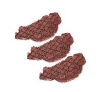 FRCOLOR 3PCS Realistic Fake Steak Model Vibrant Color Kitchen Fake Meat Prop Western Decor Restaurant Display Artificial Cooked Meat Ornament