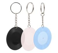 FRCOLOR 3pcs Retro Mini Vinyl Record Coasters Keychain Music Party Favors for Purse Bag Decor Compact Durable Charms Black Blue and Pink Hanging Pendant