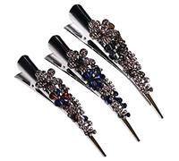 FRCOLOR 3pcs Rhinestone Hair Clips for Women Vintage Large Alligator Hairpins Colorful and Blue Crystal Design for Styling and Updos