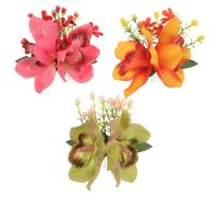 FRCOLOR 3pcs Simulated Orchid Hair Accessories Floral Hair Accessories Wedding Pins Artificial Hawaiian Flower Clips Handmade Orchid Clip Hawaiian Flower Combs Metal