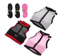 FRCOLOR 3pcs Small Pet Harness Vest Leash Set for Rabbit Hamster Guinea Pig, Adjustable Chest Strap Rabbit Harness Rope for Outdoor Walking, Pink Black Gray M Size