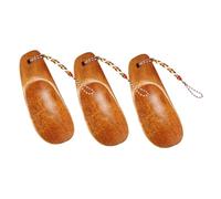 FRCOLOR 3Pcs Small Wooden Shoehorns with Lanyard Portable Shoe Helper Smooth Rounded Edges Easy Shoe Wearing Tool for Seniors Pregnant Women Convenient Hanging Design