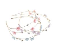 FRCOLOR 3Pcs Sparkling Double Row Rhinestone Headbands for Women Lightweight Floral Hair Accessories with Crystal Embellishments Comfortable Wedding and Party Headbands in Purple Pink Blue