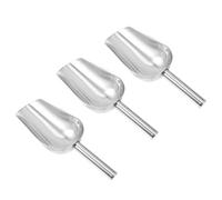 FRCOLOR 3pcs Stainless Steel Ice Scoops with Long Handles, Anti-Fall and Burr-Free Ice Cube Shovels, Sturdy Kitchen Gadget for Bars and Outdoor Use, Silver Colour