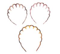 FRCOLOR 3pcs Sturdy U-shaped Hair Hoops Shark Tooth Headband Set for Women Non-slip Fashion Hair Accessories Dark Coffee Light Red Brown