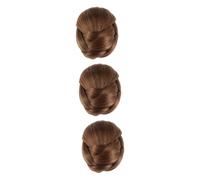 FRCOLOR 3pcs Synthetic Fiber Hair Extension Chignon Jaw Clip Bun Wig Hair Bun Extension Color