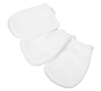 FRCOLOR 3pcs Thickened Facial Cleansing Gloves White Cosmetic Puff Kit Soft Makeup Removal Mitts Gentle Pads for Skincare Routine