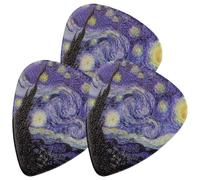 FRCOLOR 3pcs Triangle Guitar Picks 0.46mm Thin Starry Design for Electric Acoustic Ukulele Bass Guitar Accessories