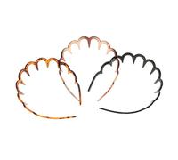 FRCOLOR 3Pcs Unisex Plastic Toothed Headbands Non-Slip U-Shaped Hairband for Men Women for Sports Washing Face Bathing