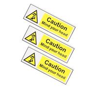FRCOLOR 3pcs Watch Your Head Signs Self-adhesive Low Ceiling Warning Decals for Indoor Outdoor Use Safety Caution Label for Low Overhead Areas