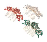 FRCOLOR 3pcs Wedding Hair Comb with Dazzling Rhinestones Elegant Flower and Leaf Alloy Design Glittery Hair Accessories for Women for Bridal Party and Formal Occasions