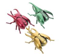 FRCOLOR 3pcs Wind-Up Beetle Model Toys for Kids Lifelike Plastic Insects in Gold Green and Red Fun Trick Toys for April Fool's Day and Halloween