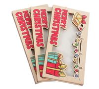 FRCOLOR 3pcs Wooden Christmas Money Holders for Cash Gifts Sturdy Xmas Cash Envelope Organizer with Festive Patterns Lightweight Portable Money Present Holder for Holiday Parties and