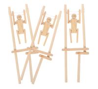 FRCOLOR 3pcs Wooden Flip Action Figures DIY Craft Models Sturdy Educational for Brain Development Hand Eye Coordination Enhancer Cartoon Dolls