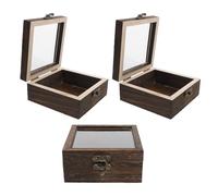 FRCOLOR 3pcs Wooden Insect Display Boxes 10x10x4.5cm Square Shadow Box Frames for Specimen Collection and Dried Flower Display for Science Education