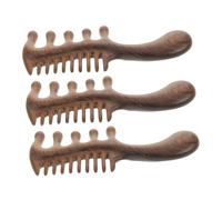 FRCOLOR 3pcs Wooden Scalp Massage Comb Set Five Teeth round Head, Handmade Multi-use Wood Massage Tools for Scalp and Body Acupressure, Suitable for Hair Detangling and Relaxation