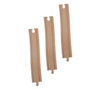 FRCOLOR 3Pcs Wooden Train Track Curved Rail Educational Assemble Accessories for Imaginative Railway Scene Building Development