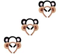 FRCOLOR 3sets Brown Bear Ears Headband Fuzzy Animal Ears Cosplay Party Headband 2pcs*3