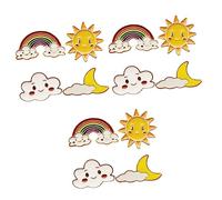 FRCOLOR 3sets Cartoon Alloy Brooches Cloud Rainbow Design Badges for Clothing Bags and Accessories Durable Lapel Pins for Parties and Daily Wear 4pcs*3