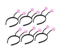 FRCOLOR 3sets Costume Ornament Lightweight Pink Headband Elastic Bobbles Stylish Hair Bands for Girls 6pcs*3