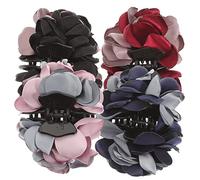 FRCOLOR 4 Pack Hair Bows Clips Flower Bow Barrette Hair Claws Large Hairpin Assorted Colors Wedding Party Accessory