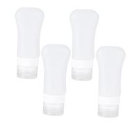 FRCOLOR 4 Pack Silicone Travel Bottles with Squeeze Action Reusable Refillable for Liquid Soap Shampoo Cosmetics