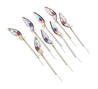 FRCOLOR 4 Pairs Elegant Butterfly Dangle Earrings for Women and Long Tassel Drop Design with Rainbow Gold Foil Pink Glitter Blue and Silver Rhinestone Wings for Weddings Parties Festivals