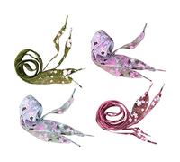 FRCOLOR 4 Pairs Transparent Flower Printed Wide Shoelaces Flat Tie for Casual Shoes Athletic Boots Skates Red Green Blue Purple