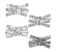 FRCOLOR 4 Pairs White Bow Hair Clip Music Note with Fabric and Metal Material, Versatile Styling and Repeat Use, for Concert Outfit Accessories for Music Lovers and Musicians