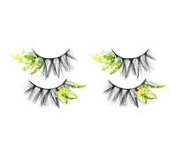 FRCOLOR 4 Pcs Colorful Sequin False Eyelashes Green Lashes Cosmetic Lashes Glitter Lashes Dramatic Sequin Eyelashes Fairy Eyelashes Makeup Fake Eyelashes Green Christmas Eyelashes Fiber