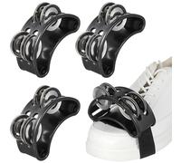 FRCOLOR 4 Pcs Foot Tambourines with Double Row Bells Lightweight Stainless Steel Percussion Instruments for Adults Portable Foot Shakers for Music Performances and Parties