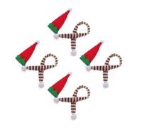 FRCOLOR 4 Sets Mini Christmas Hat and Scarf Set Red Cloth for Wine Bottles | Festive Holiday Decoration, Miniature Size, Classic Style, Suitable for Celebrations and Christmas Trees